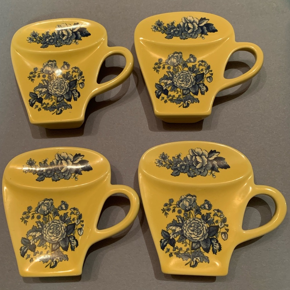 SPODE 4 Blue Room Garden Flowers Yellow Teacup Shaped Teabag/Spoon Rests L0407 - Picture 13 of 17